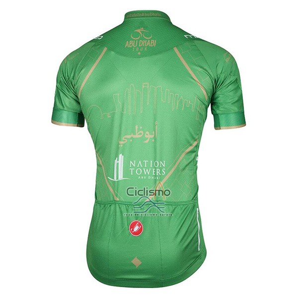 Abu Dhabi Tour Ropa Ciclismo Culotte Corto 2017 Hombre Mangas Cortas Verde